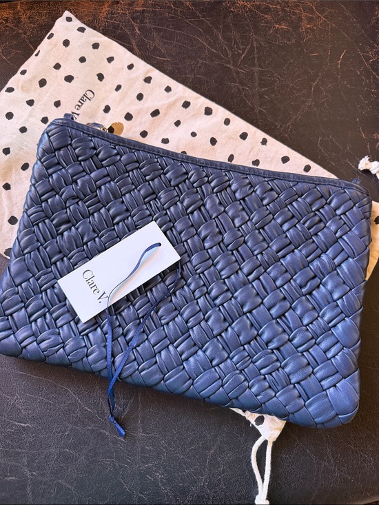 Clare V Handbags - Clare V Flat Clutch With Tabs - Bright Navy Puffy Woven
